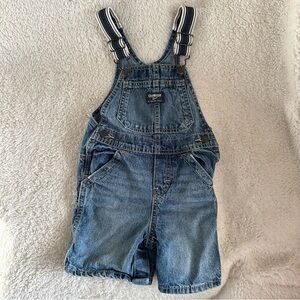 OshKosh B'gosh Vestbak Overall Shortalls Selvedge Stripe Baby Toddler Size 24M